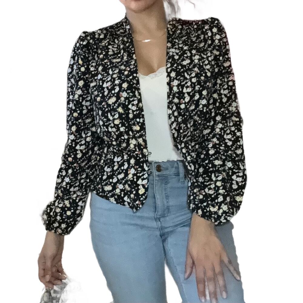 Eva Mendes Size Small long sleeve blouse multicolored top balloon sleeves